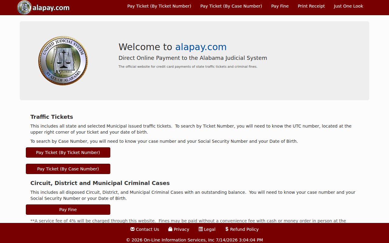 Limestone County Court traffic record payment portal