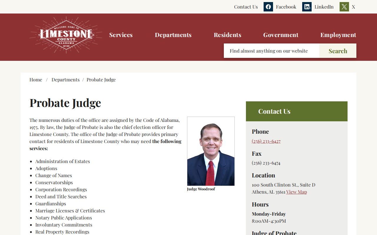 Limestone County Probate Court records office