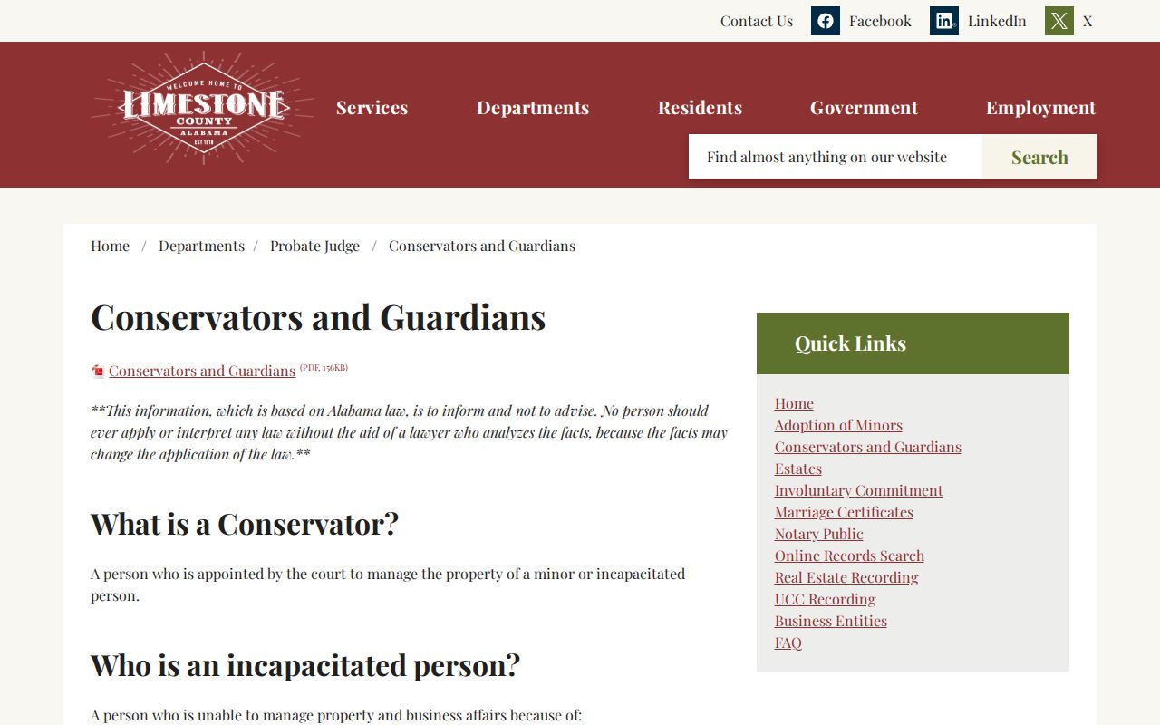 Limestone County probate records conservatorship and guardianship guidance
