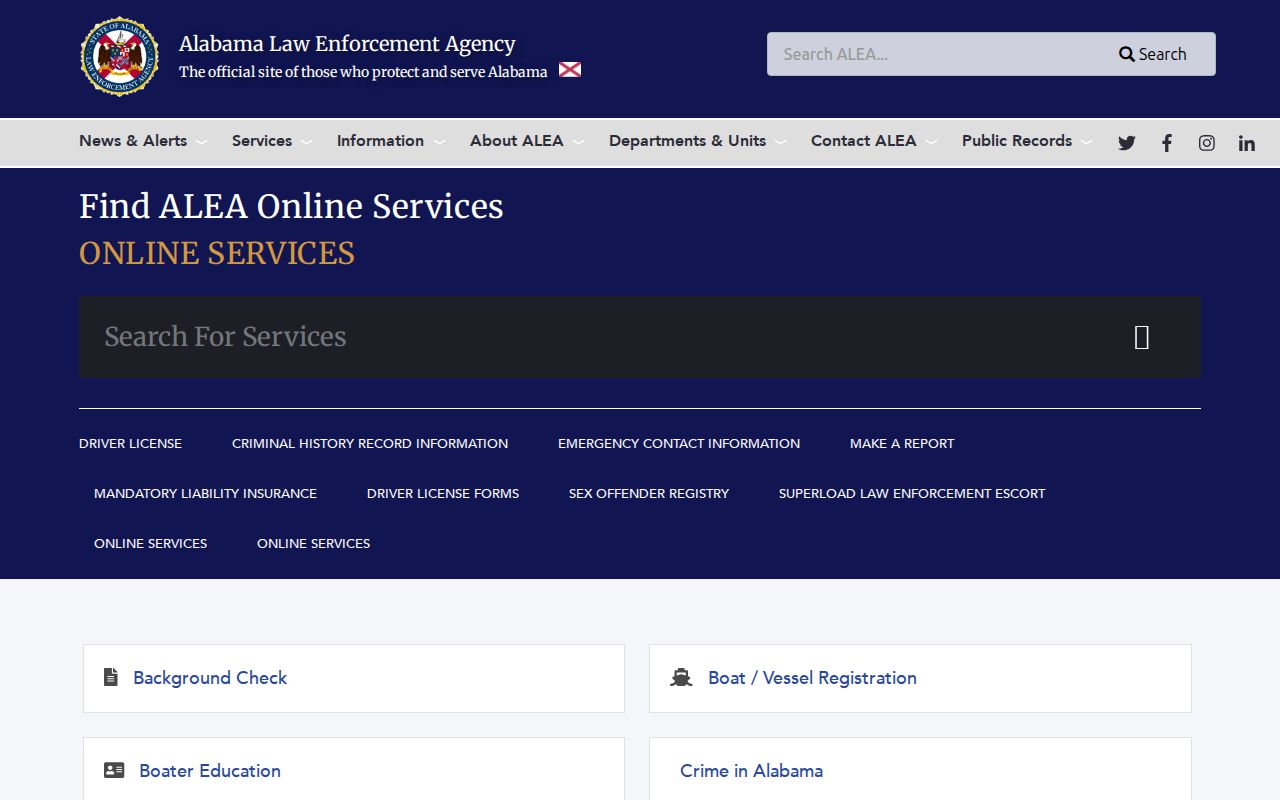 Limestone County warrant records ALEA online services